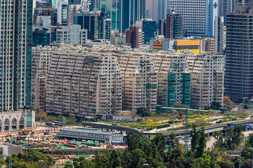 Hong Kong 06-03-2020 : Aerial View Of Residential buildings in Hong Kong Jor Dan