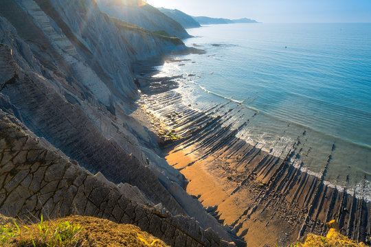 beautiful flysch beach in Zumaia
