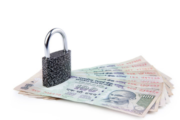 Cash Locked for Money Saving Insurance Concept, Money security concept
