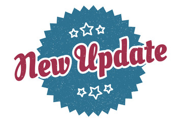 new update sign. new update round vintage retro label. new update