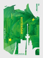 Photo sur Aluminium Rotterdam Netherlands Rotterdam skyline city gradient vector poster