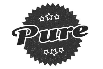 pure sign. pure round vintage retro label. pure