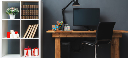 Home workplace - desk with computer