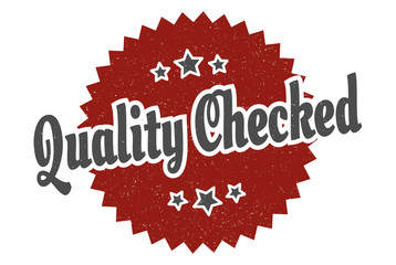 quality checked sign. quality checked round vintage retro label. quality checked