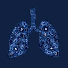 Human lungs with flower in scandinavian style.