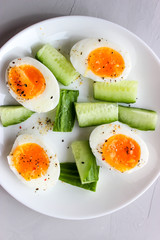 Boiled eggs on a plate
