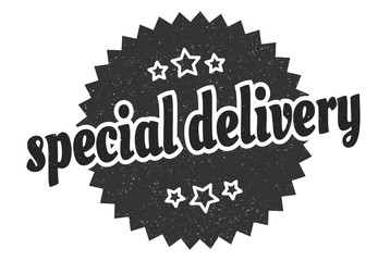 special delivery sign. special delivery round vintage retro label. special delivery