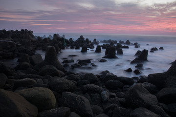 Fototapeta premium Beautiful glagah beach in the afternoon, Kulon Progo district, Special Region of Yogyakarta - photo of the view of the coast of Indonesia