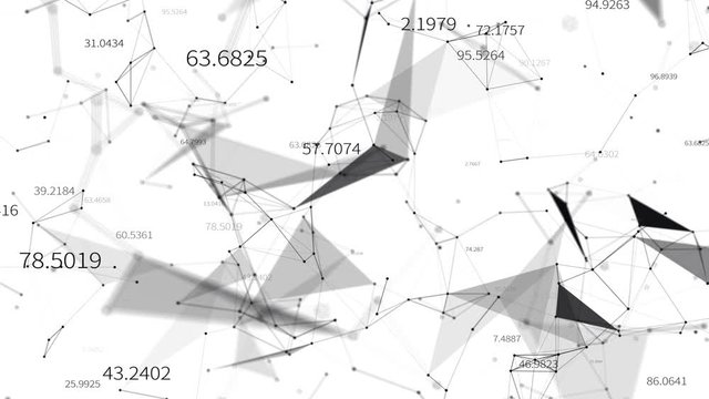 4k 3d abstract Digital background with graph made of dot particles.Quantum finance;Financial data.abstract neon geometrical lines with moving triangles and connection dots. 