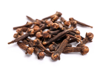 Dry spice cloves isolated on white background