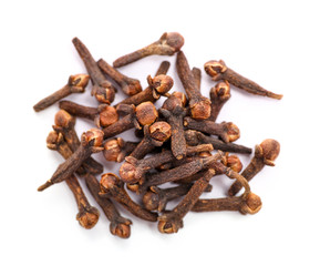 Dry spice cloves isolated on white background