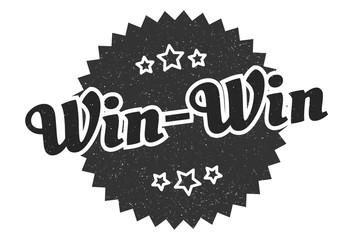 win-win sign. win-win round vintage retro label. win-win