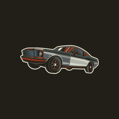 Original vector illustration, icon in retro style. The American muscle car.