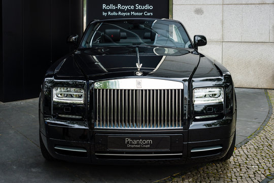 BERLIN - JUNE 14, 2015: Luxury car Rolls-Royce Phantom Drophead Coupe (since 2007). The Classic Days on Kurfuerstendamm.