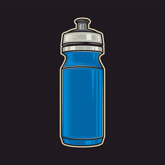 Original vector illustration. Blue sports water bottle.
