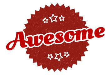 awesome sign. awesome round vintage retro label. awesome