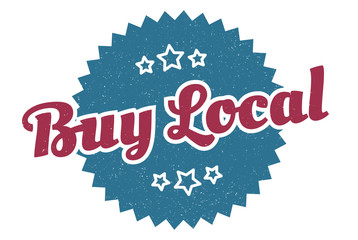 buy local sign. buy local round vintage retro label. buy local