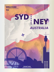 Australia Sydney skyline city gradient vector poster