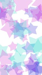Multicolored translucent stars on a white background. Pink tones. 3D illustration