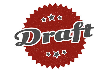 draft sign. draft round vintage retro label. draft