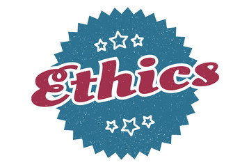 ethics sign. ethics round vintage retro label. ethics