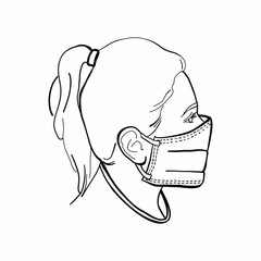 Medical mask. Virus and dust protection. The woman's face is covered with a soft medical mask.
