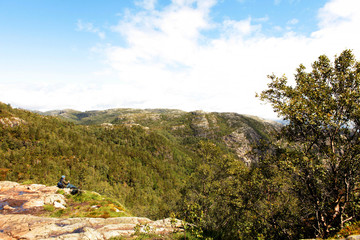 Preikestolen the Pulpit Rock, most famous tourist attraction in Ryfylke, towers an impressive 604...