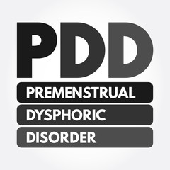 PDD - Premenstrual Dysphoric Disorder acronym, medical concept background