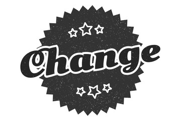 change sign. change round vintage retro label. change
