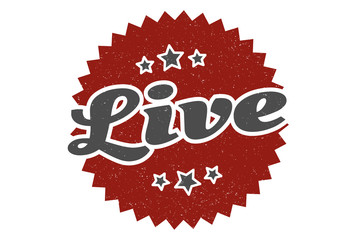 live sign. live round vintage retro label. live