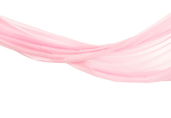 Tender pink silk curtain on white background