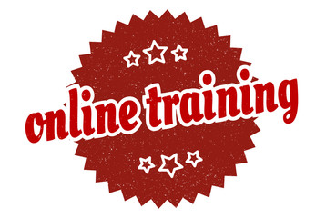 online training sign. online training round vintage retro label. online training