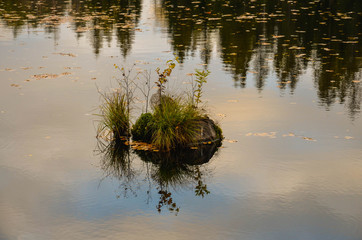 reflection in the water, autumn landscape