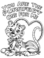 You Are the Purrfect One For Me Tiger Cat Heart Design