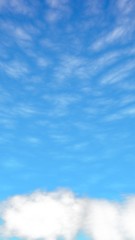 Blue sky background with white clouds. Cumulus white clouds in the clear blue sky in the morning. 3D illustration