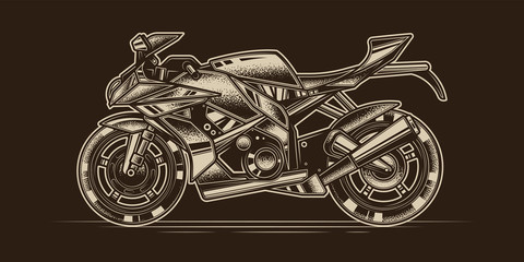 Original monochrome vector banner The fastest motorcycle. Superbike.