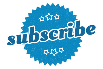 subscribe sign. subscribe round vintage retro label. subscribe
