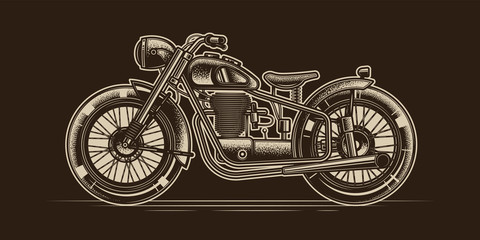 Fototapeta na wymiar Original monochrome vector banner American motorcycle custom made.