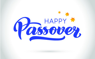 Happy Passover vector hand lettering. Jewish holiday Easter. Calligraphy template for typography poster, greeting card, banner, invitation, postcard, flyer, sticker. Illustration isolated on white