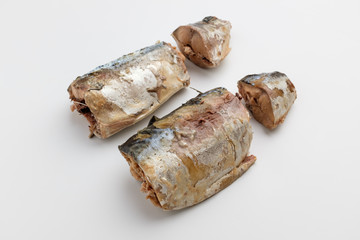 Mackerel. Sliced ​​mackerel. Canned mackerel