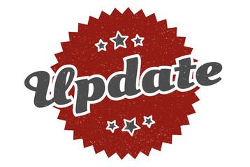 update sign. update round vintage retro label. update