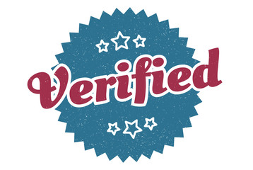verified sign. verified round vintage retro label. verified