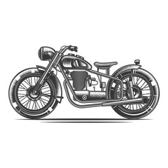 Fototapeta na wymiar Original monochrome vector illustration in retro style. American motorcycle custom made.