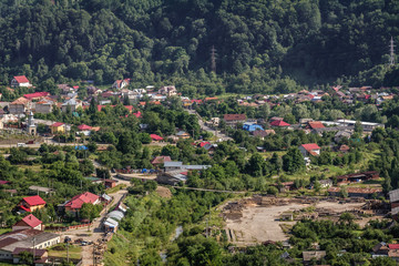 Lunca Jaristei village seen from a viewing point next to Siriu dam in Romania