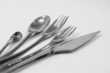 fork, knife, spoon, cutlery isolated on white background.Set of  cutlery spoon fork and stainless steel knife isolated on white background