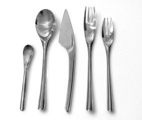 fork, knife, spoon, cutlery isolated on white background.Set of  cutlery spoon fork and stainless steel knife isolated on white background