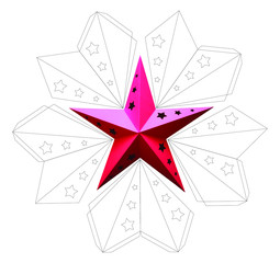 Decorative paper star - DIY / Dekoracyjna papierowa gwiazda - Zrób to sam - obrazy, fototapety, plakaty