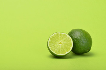 Lime with slice green background