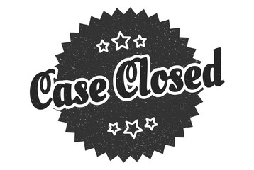case closed sign. case closed round vintage retro label. case closed