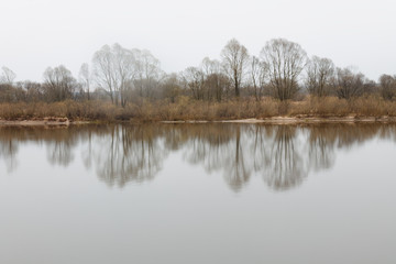 dawn on the banks of the morning river. Belarus Gomel